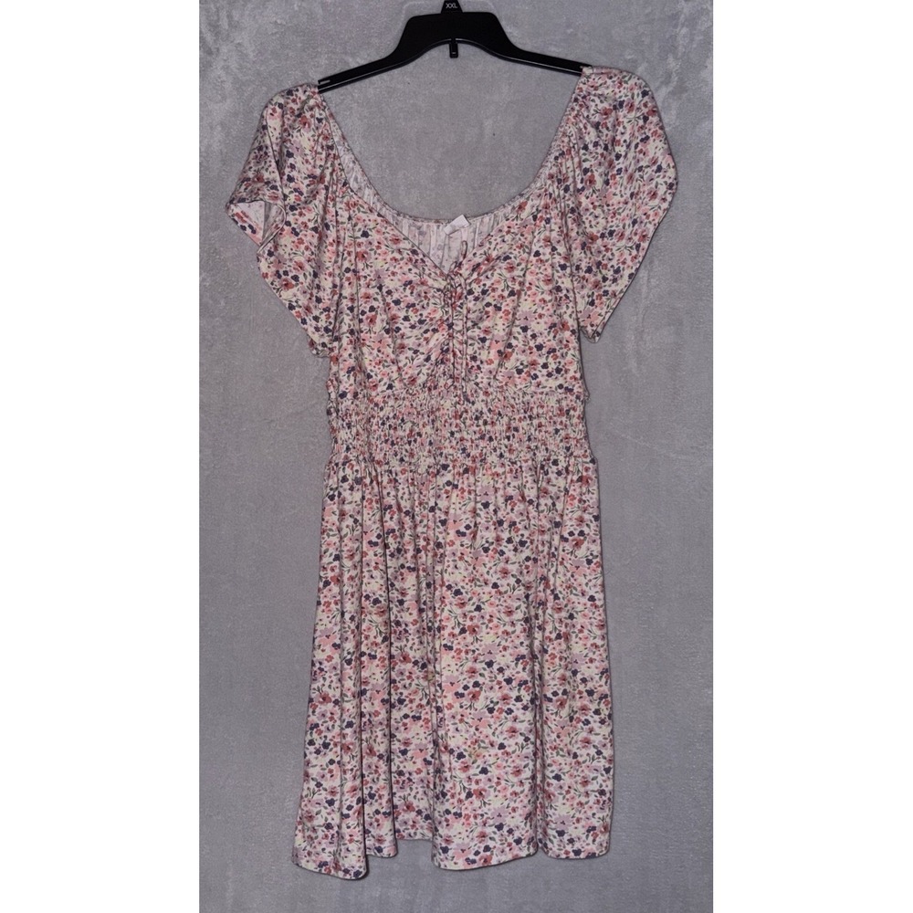 Romantic Floral Smocked Puff Sleeve Cottagecore Peasant Dress Sz XXL Midi